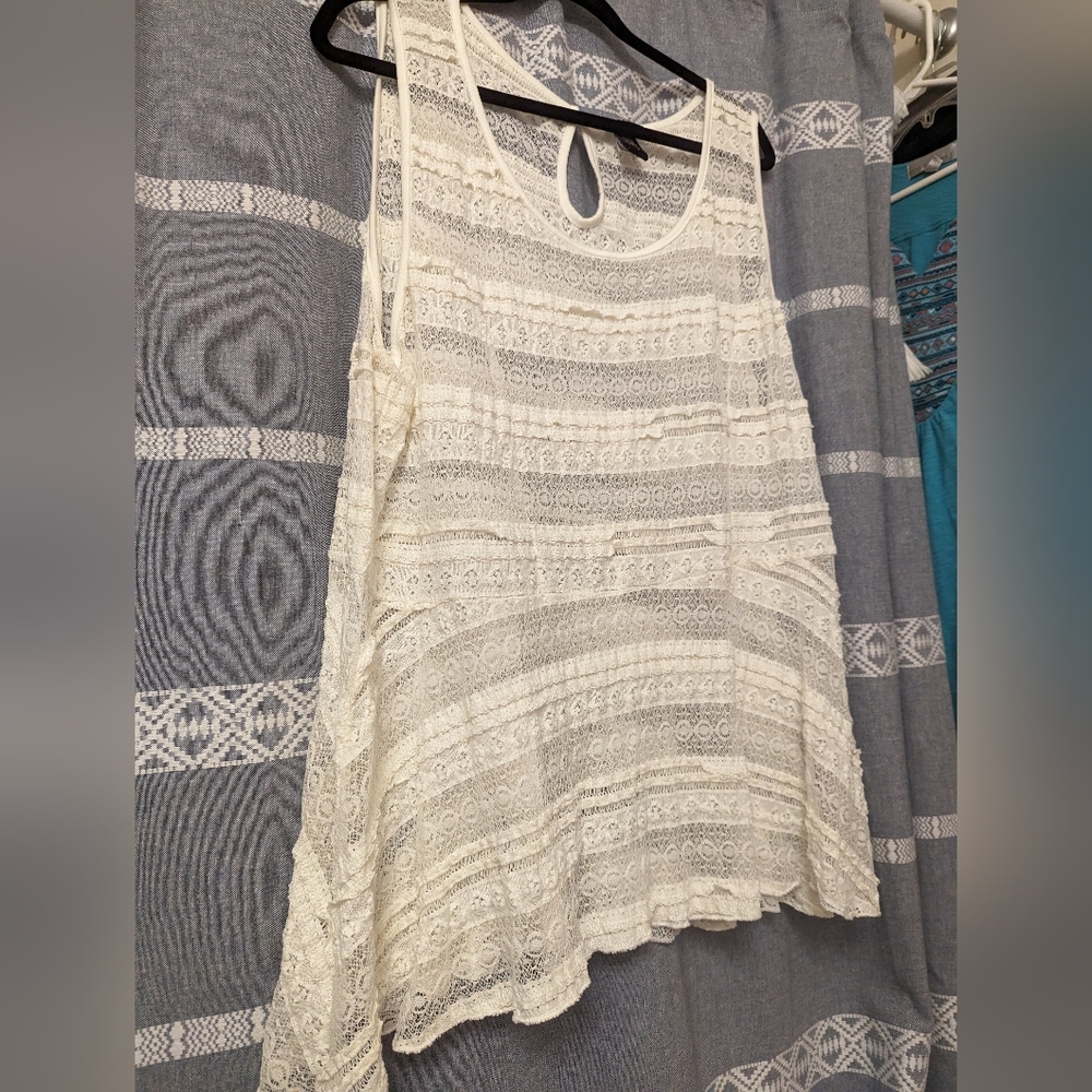 Torrid Sleeveless Lace Sheer Peplum Y2K Top